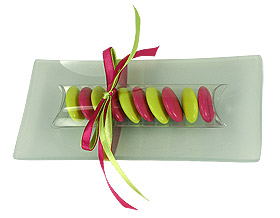 Plateau en verre givr� avec tube drag�es