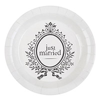 Assiettes Rondes Carton Just Married Mariage