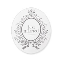 Autocollants Ovales Blason Just Married Mariage
