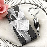 Bouchon de Vin Coeur Metal Argenté Cadeau Invité
