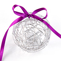 Boules Fil Métall Argent Décoration Mariage x6