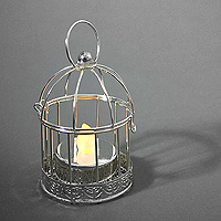 Mini Cage à Oiseaux Argentée Photophore