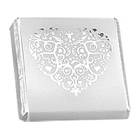 Carrés Chocolat Emballés Blancs Coeur Argent