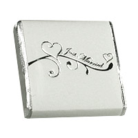 Carrés Chocolat Enveloppés Just Married Mariage