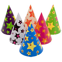 Lot de 6 Chapeaux de Fête Pointus Motif Etoiles