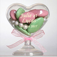 Coeurs Pvc Transparent sur Pied avec Dragées