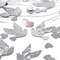 Confettis de Table Coeurs et Colombes Argentés