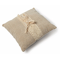 Petit Coussin Alliances Mariage Lin et Dentelle