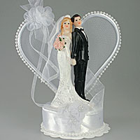 La Figurine des Mariés Coeur Perlé et Fleurs