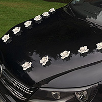 9 Petites Roses Blanches Adhésives pour Voiture