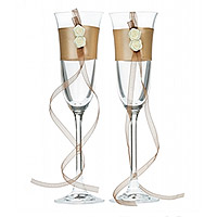 Flutes à Champagne Satin et Roses Mariage