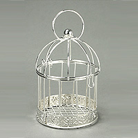 Mini Cage à Oiseaux Argentée Mariage