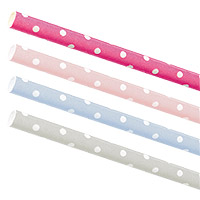 Lot de 24 Pailles Candy Bar à Pois Blancs