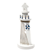 Phare Décoration Bois Blanc et Bleu