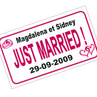 La plaque d'immatriculation Just Married Personnalisée