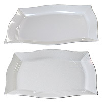 Plateau Gourmet Pvc Rigide Blanc Bordure Argent