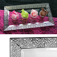 Plateaux Rectangulaires Ciselés Argenté Transparent Pvc