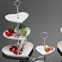 Présentoir 3 Etages Petits Fours Porcelaine Coeurs