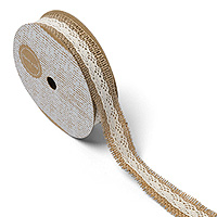 Ruban Dentelle sur Jute Bobine 2.5 cm x 5m