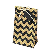 Lot de 6 Petits Sachets Cadeaux Kraft Chevrons Noirs