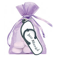 Sacs Organdi Porte-Clef Tong Just Married Dragées