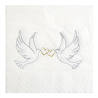Serviettes Papier Colombes Coeurs Mariage