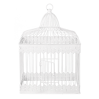 Cage Urne Métal Blanc Vintage Luxe XXL