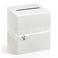 L'Urne des Mariés Vintage Blanc Nacré Coeur Métal