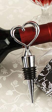 Bouchon de Vin Coeur Metal Argenté Cadeau Invité
