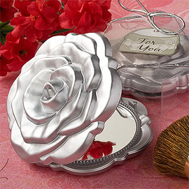 Petit Miroir de Poche Forme Rose Cadeau Invités Mariage