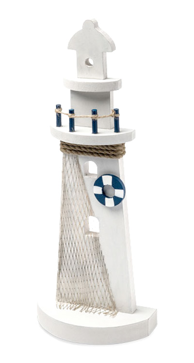 Phare Décoration Bois Blanc et Bleu