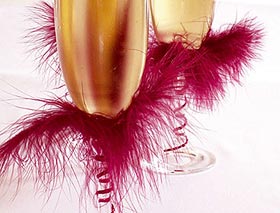 Plumes Boa Bordeaux Décoration Flute Champagne