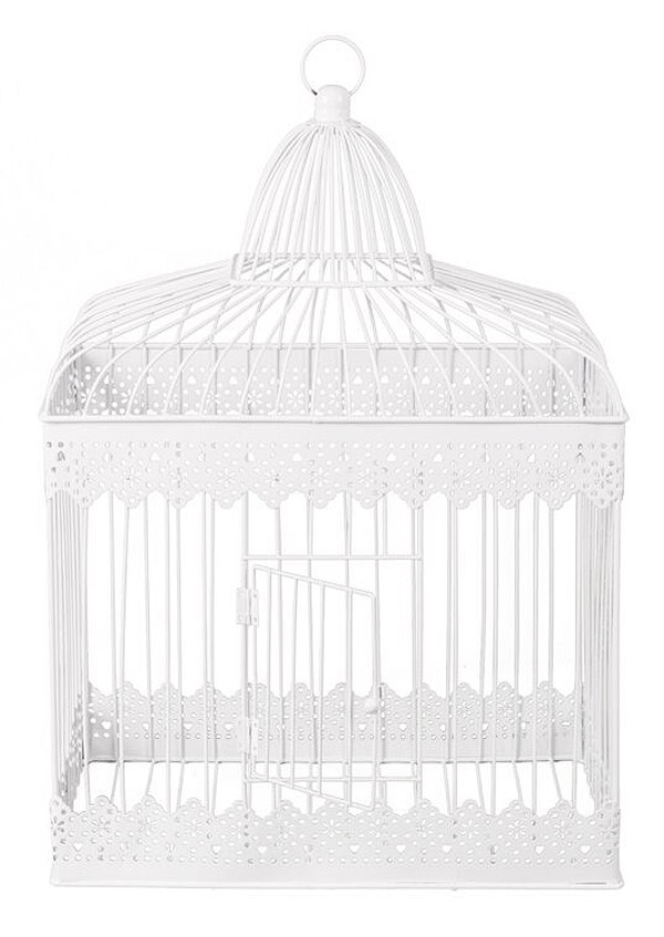 Cage Urne Métal Blanc Vintage
