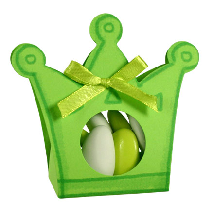 Couronne Prince Princesse Vert Boite Dragée Chocolat Cadeau