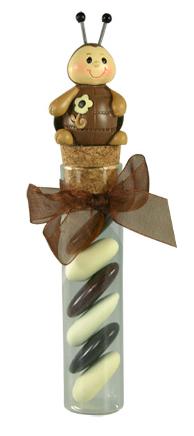 Eprouvettes en Verre Coccinelle Contenant Dragées Chocolat