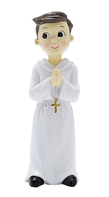 Figurine De Communiant Avec Cierge - Hauteur 12 Cm - Blanc Et Bleu - Neuf