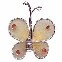 Petit Papillon Autocollant Organza Déco Ivoire