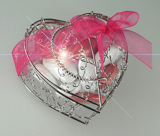 Coeur Fil Métal Argent avec Dragées