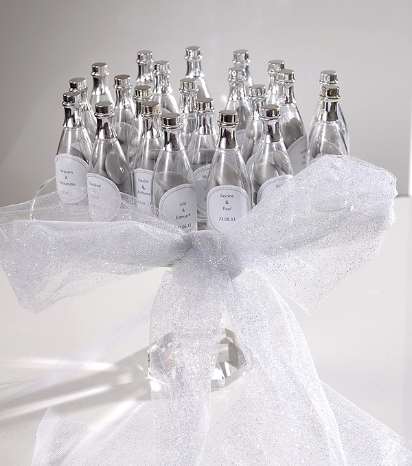 Dragées mariage - Mini bouteille champagne dragées Or ou Argent