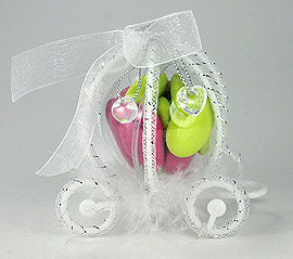 Carrosse Blanc Plume Boule Contenant Dragées