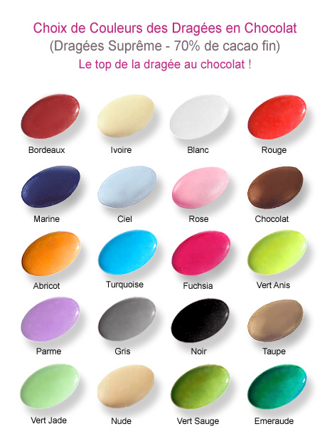 Coloris Dragée Chocolat Mariage Fete Fabrication Francaise