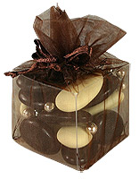 Cube en Organdi Chocolat Contenant Dragées