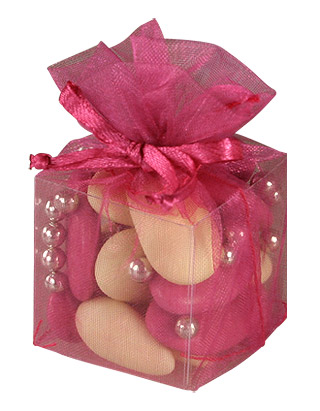 Cube Organdi Fuchsia Cadeau Invités Mariage