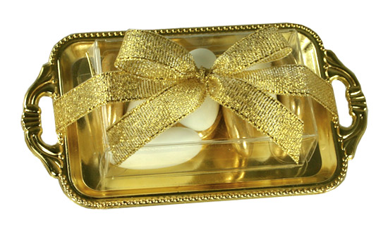 Mini Plateaux Métallisés avec Boite dragées