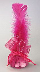 Pochon Tulle Strass Plume Contenant Dragées Fuchsia