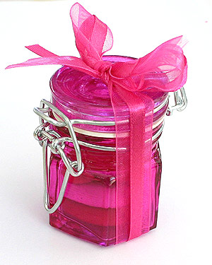 Bocal en verre de couleur fuchsia 