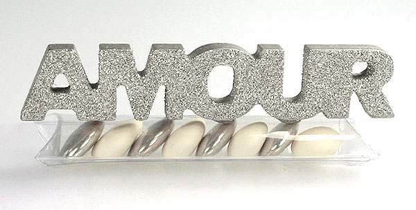 Tubes Pvc Dragées Metal Lettre Amour
