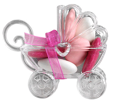 Boule dragée baptême rose, Vente contenant dragees baptême fille rose ���  Dragéeslad.