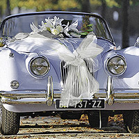 Kit décoration voiture mariage métallisé ivoire - Vaisselle jetable discount