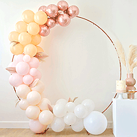 Arche 70 Ballons Rose Gold Crème Pampas et Feuilles de Palme